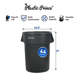 44 Gal Gray Round Trash Can