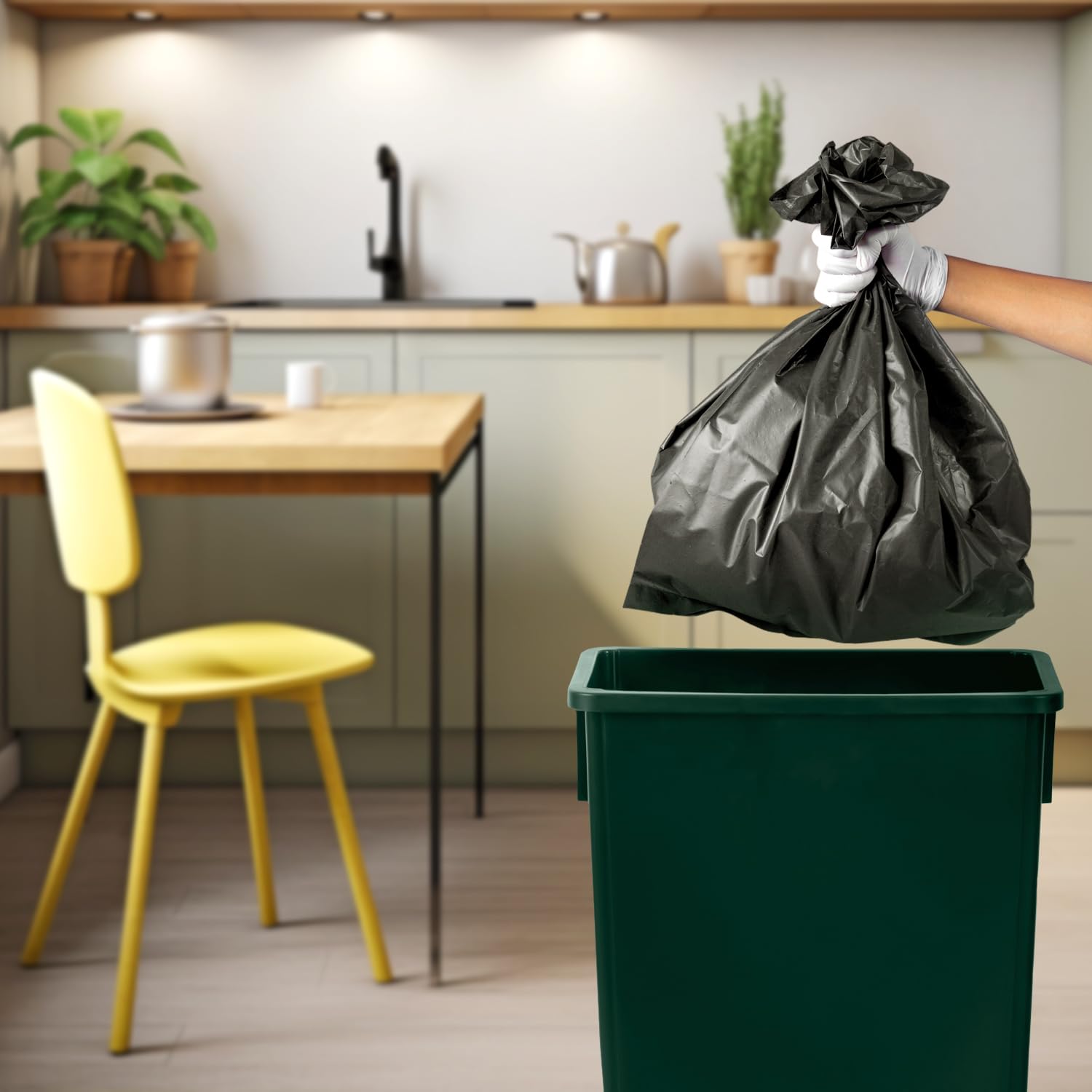23 Gal Green Slim Rectangular Trash Can