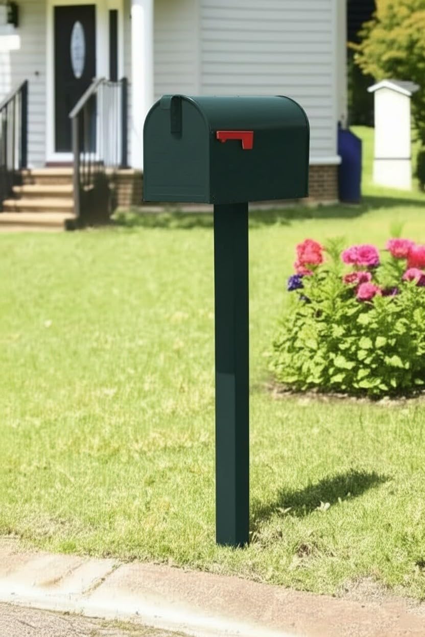 Plexon Jumbo Size Rural Mailbox, 3175 cu-in Capacity, Galvanized Steel, Powder-Coated, 15 in. H x 11.69 in. W x 24.82 in. L (Green, Extra Large)