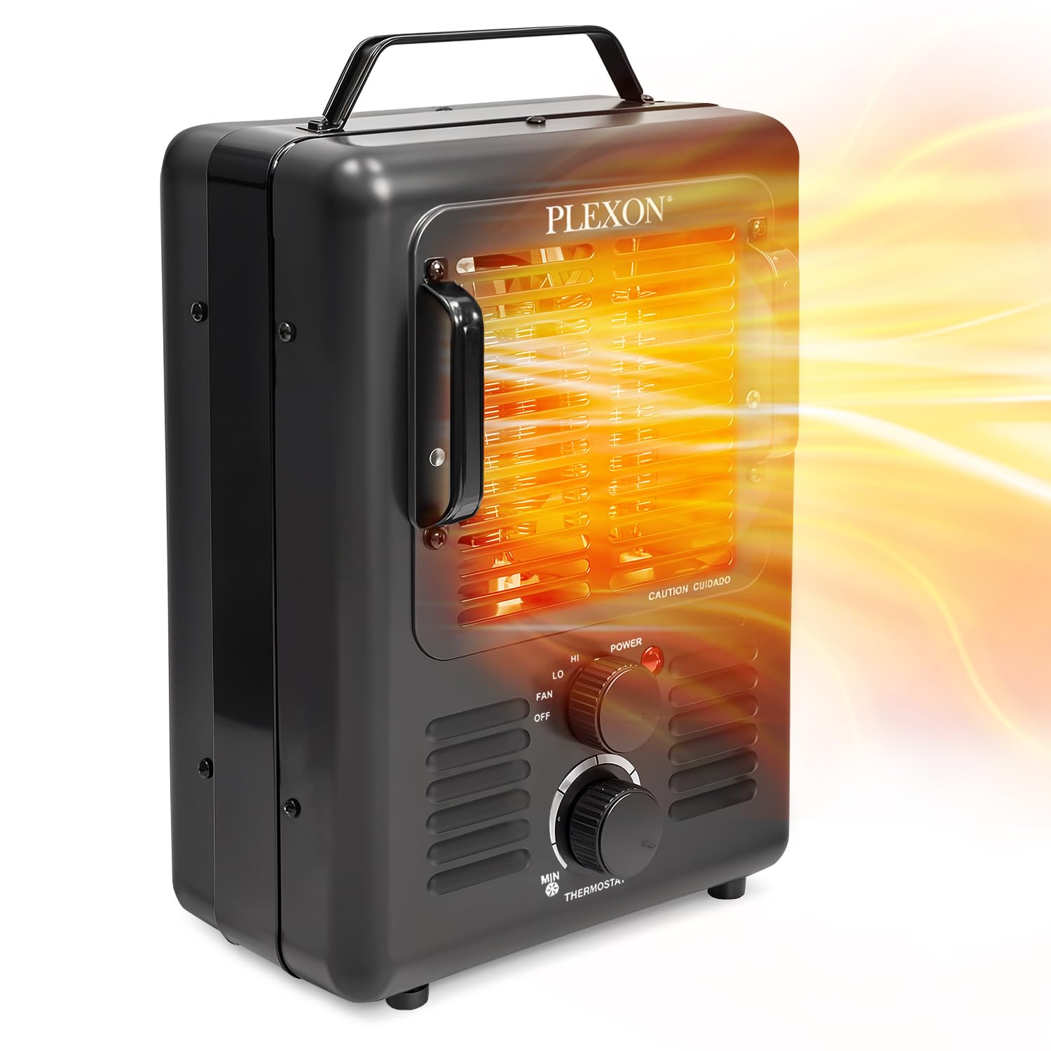 Plexon Milkhouse Space Heater for Indoor Use with Adjustable Thermostat, 1500 W, Black