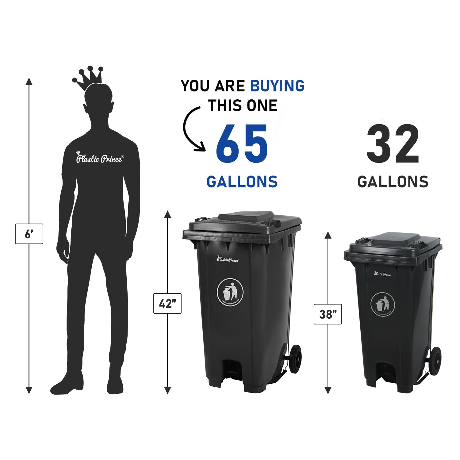 65 Gal Gray Step-On Rollout Container