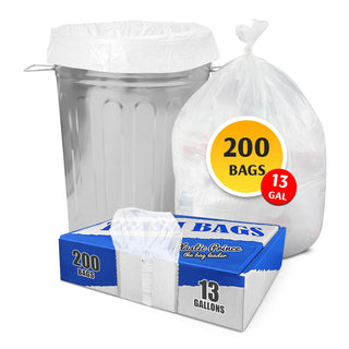 15" x 9" x 31" 13 Gal 1.5 Mil White Heavy Duty Kitchen Bags, 200/Case