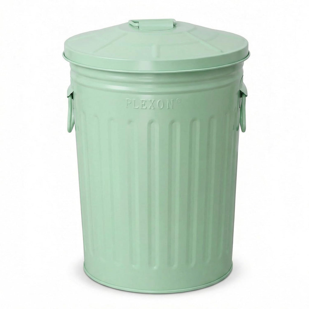 plexon-2-gallon-small-metal-trash-can-with-lid-bathroom-garbage-can-with-lid-bathroom-trash-can-for-bedroom-office-kitchen-indoor-waste-basket-round-powder-coated-green-bucket