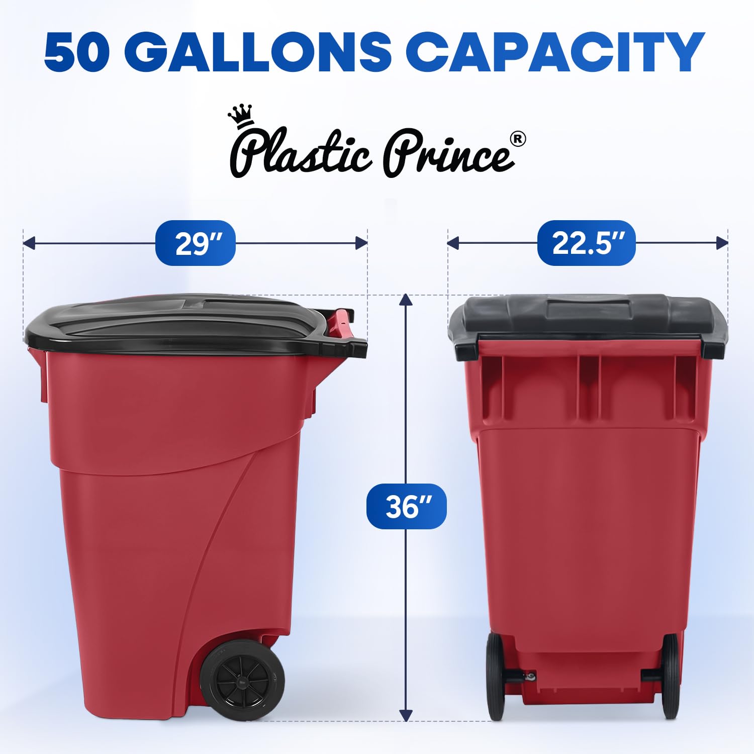 50 Gallon Rollout Container, Red
