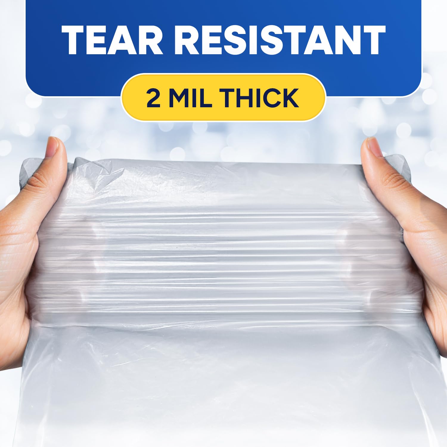 23" x 17" x 46" 45 Gal 3 Mil Clear Contractor Bags, 100/Case