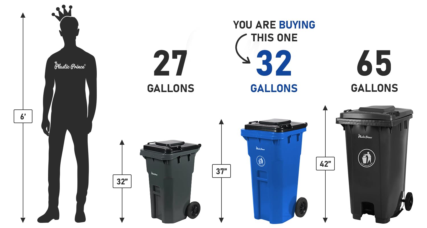 32 Gal Blue Rollout Container