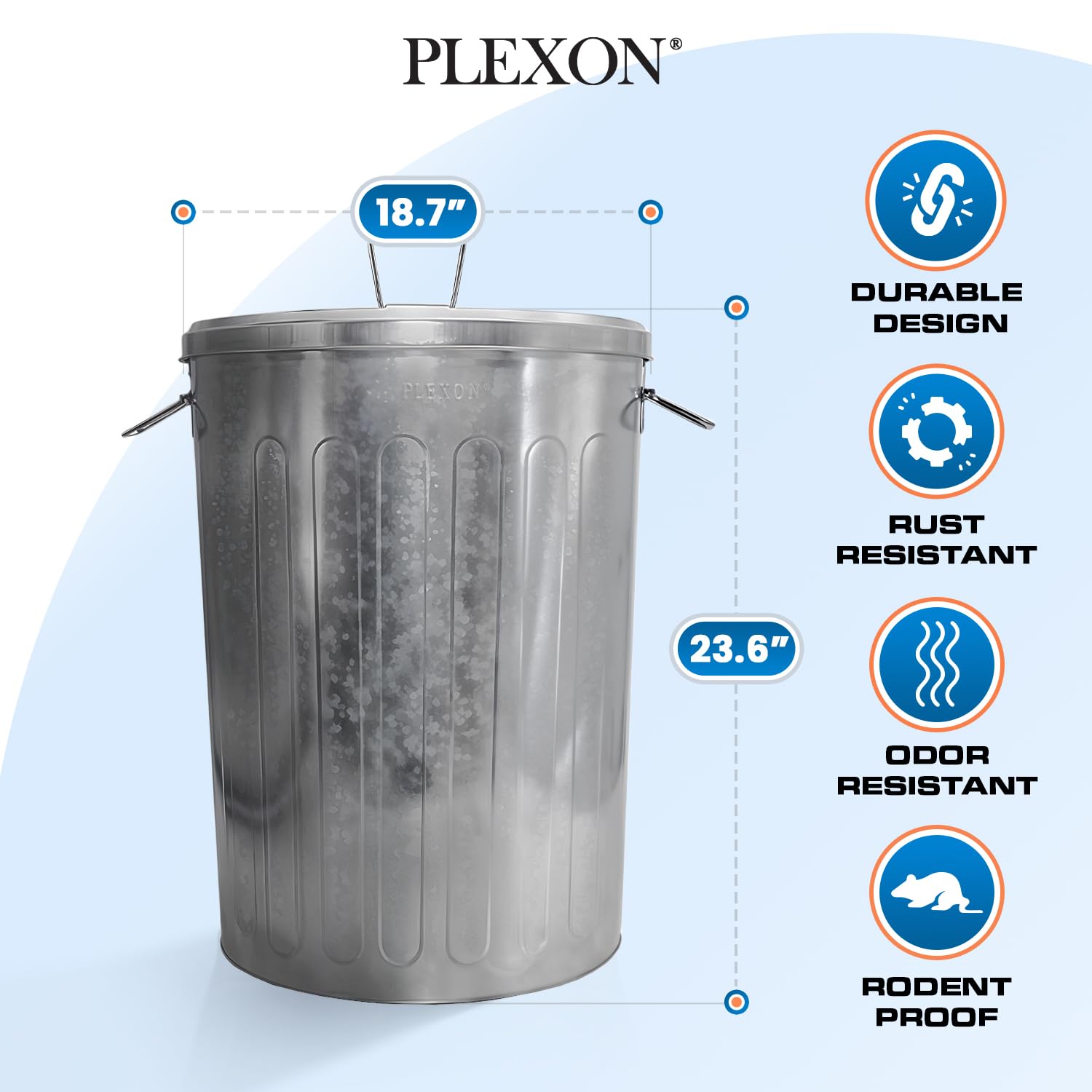 20 Gal Galvanized Steel Round Trash Can with Lid