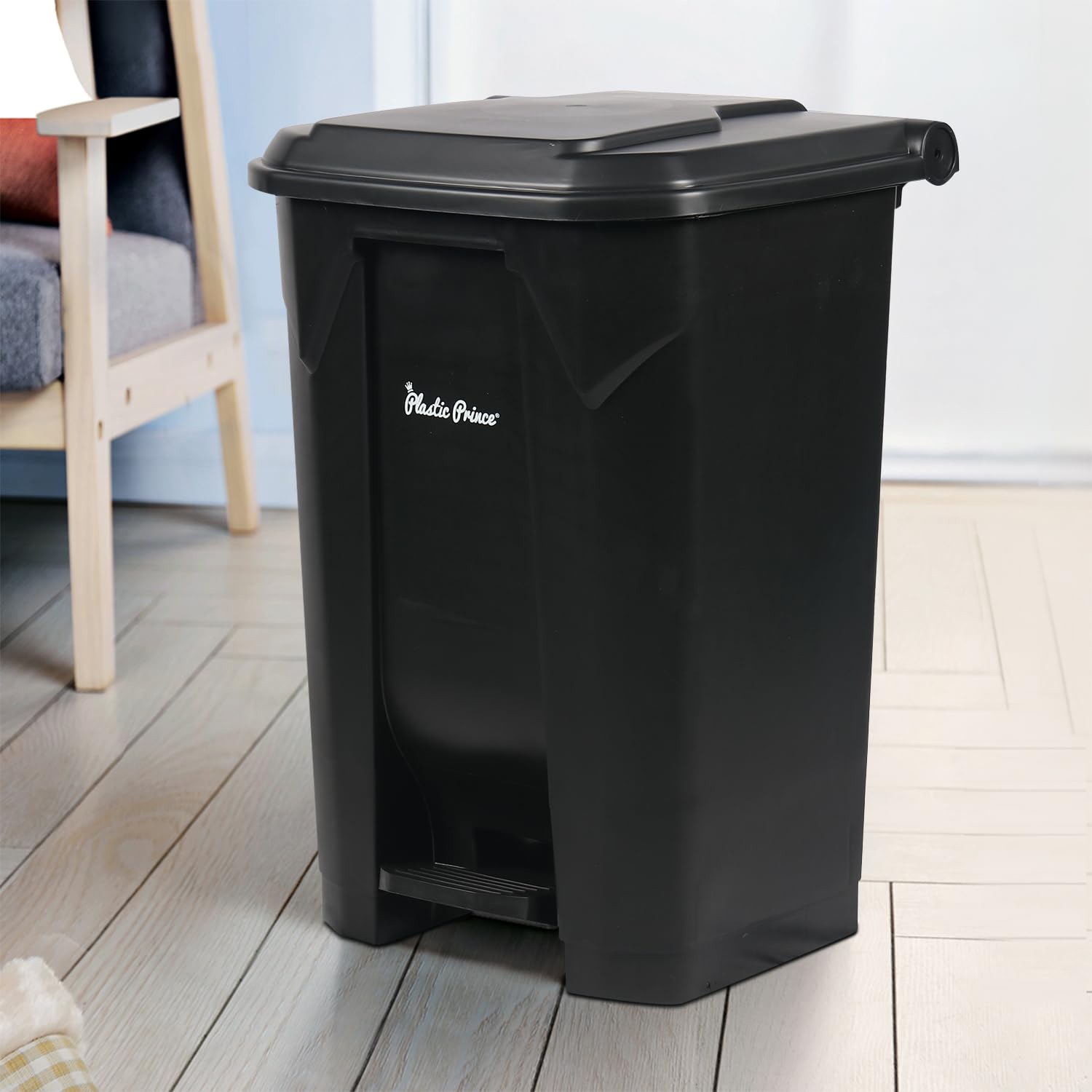 22 Gal Step-On Indoor Trash Can, Black