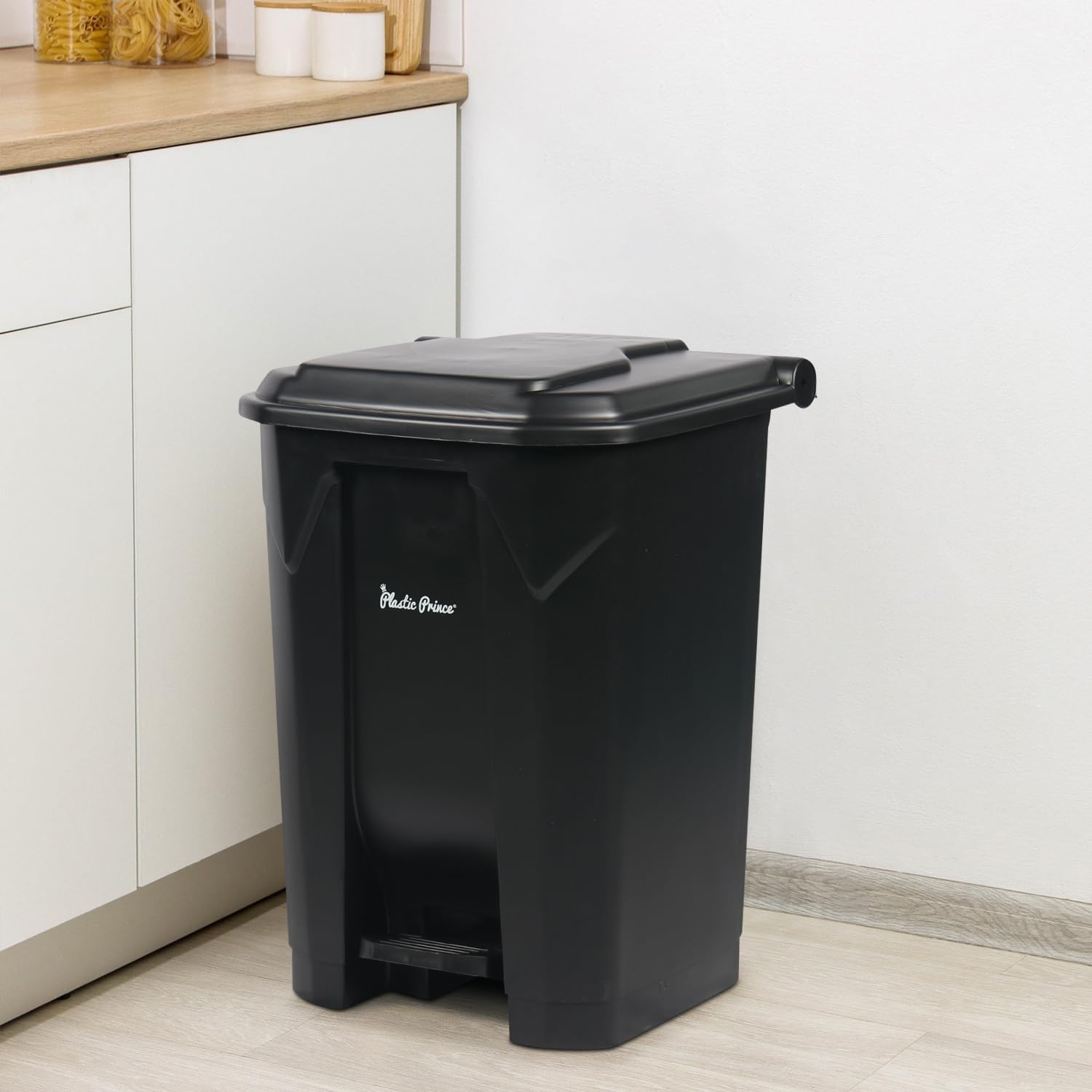 14 Gal Step-On Indoor Trash Can, Black