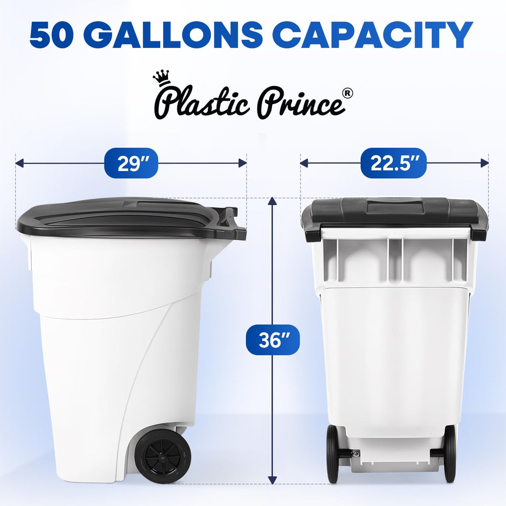 50 Gallon Rollout Container, White