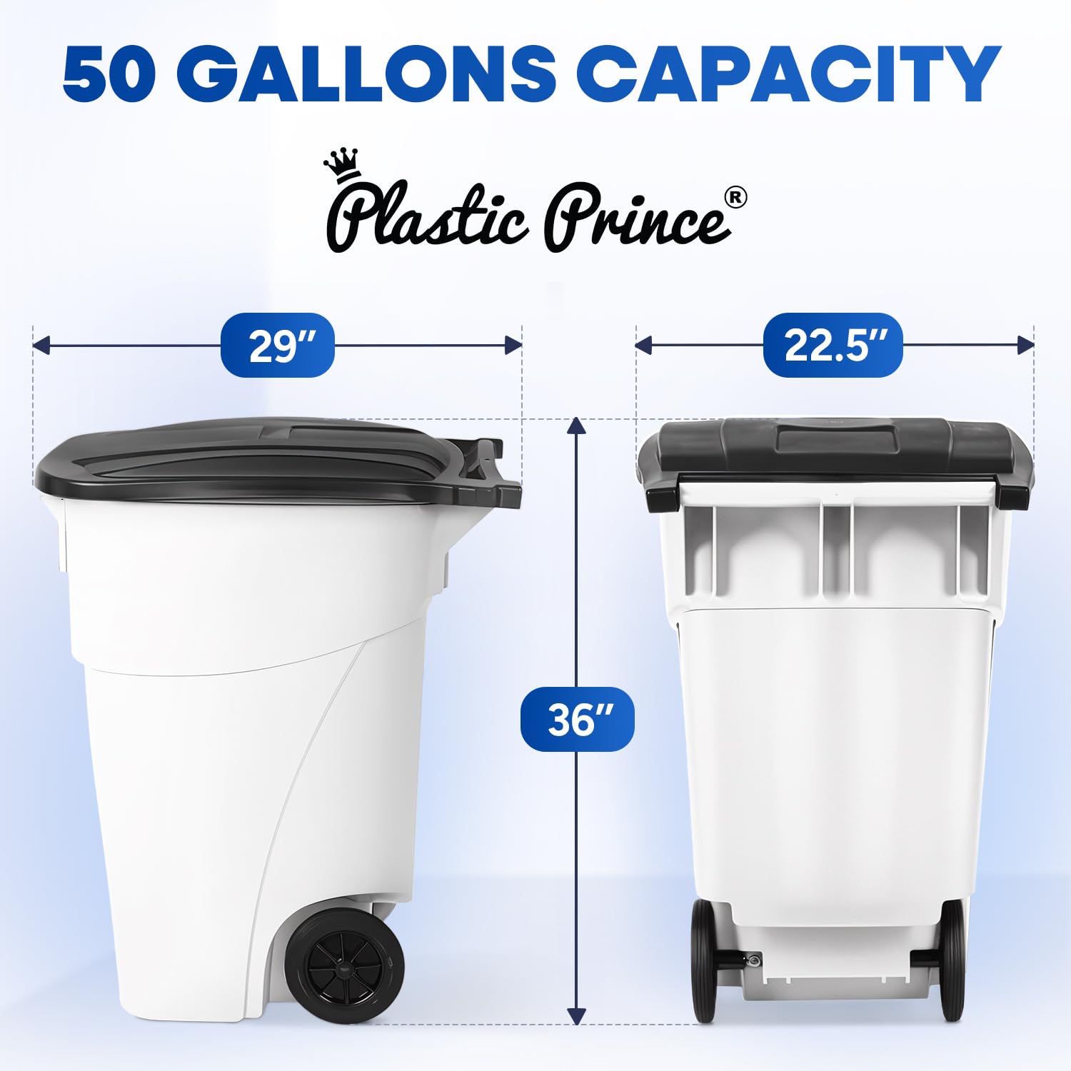 50 Gallon Rollout Container, White