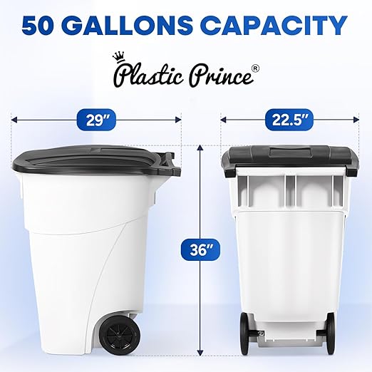  50 Gallon Rollout Container, White-P575-01152