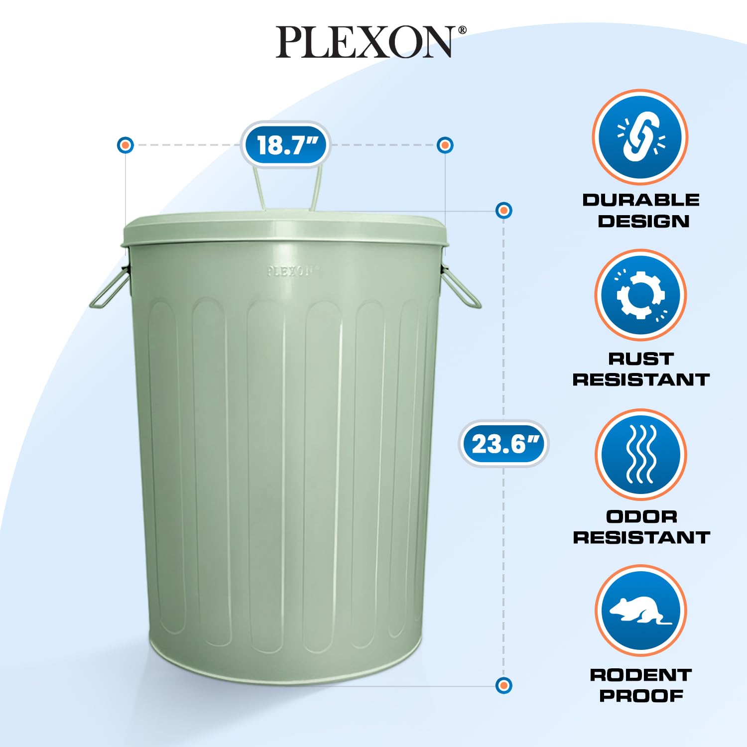 20-Gallon Green Galvanized Steel Round Trash Can with Lid
