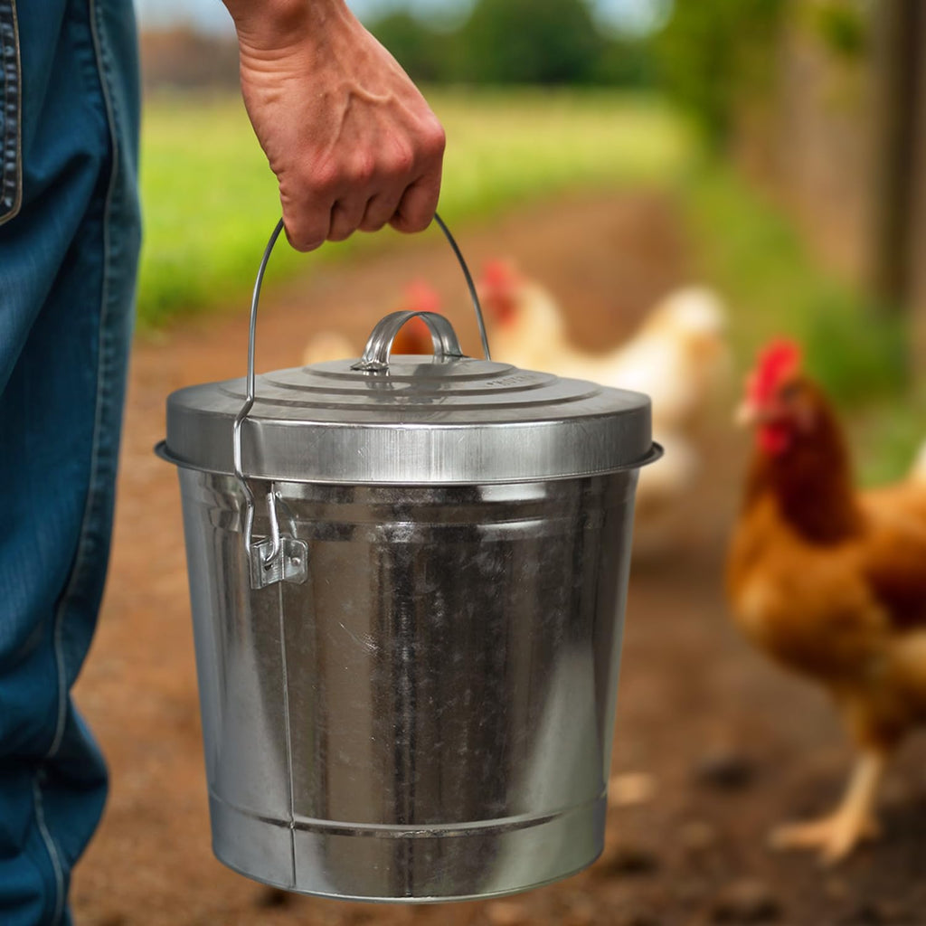 6-Gallon Galvanized Steel Round Fire Resistant Trash Can with Lid