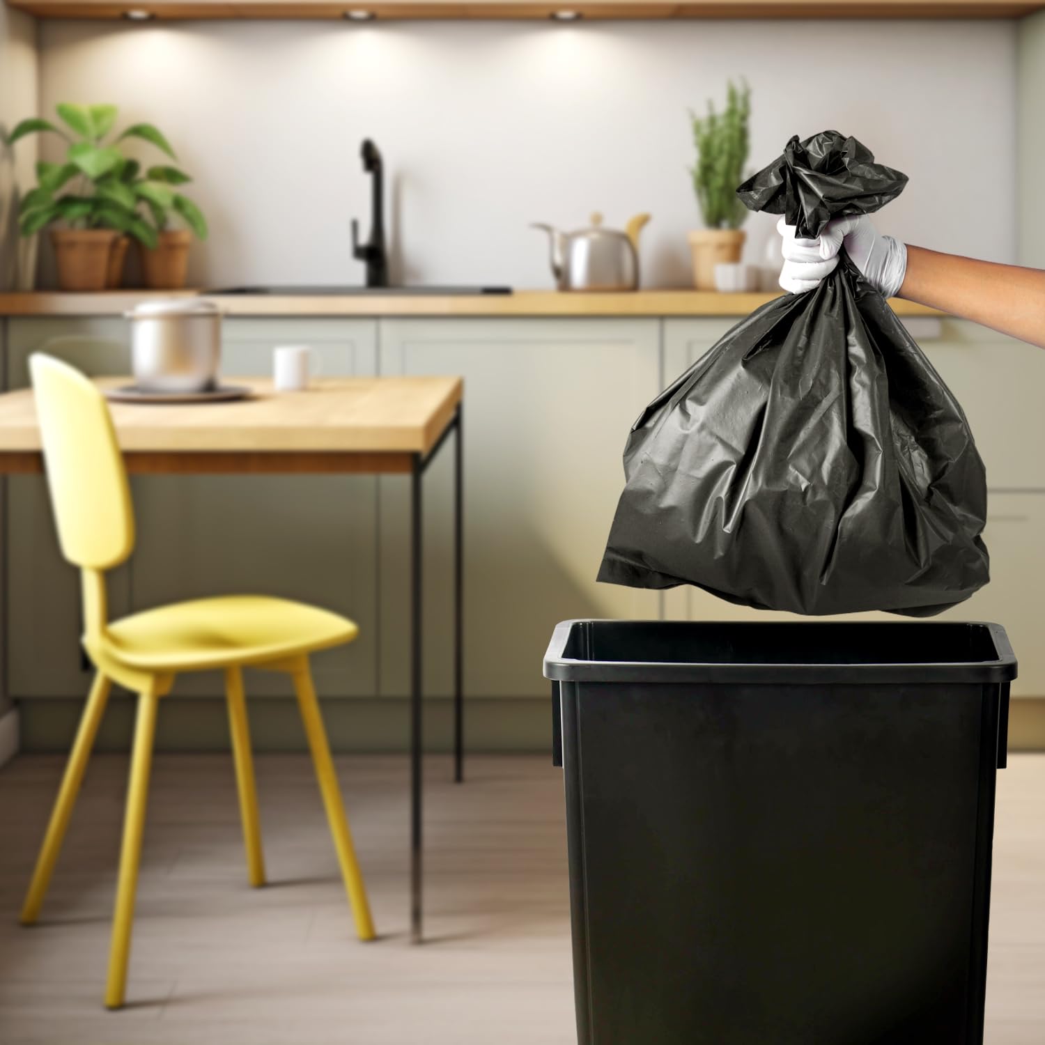 23 Gal Black Slim Rectangular Trash Can