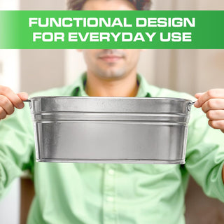 12 in Galvanized Metal Small Oval Planters Tub