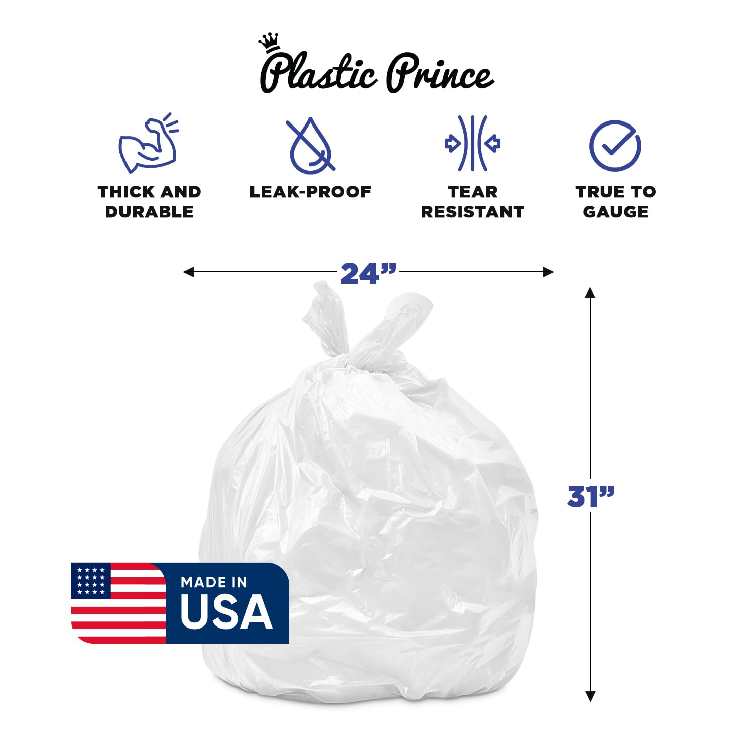15" x 9" x 31" 13 Gal 1.5 Mil White Heavy Duty Kitchen Bags, 200/Case