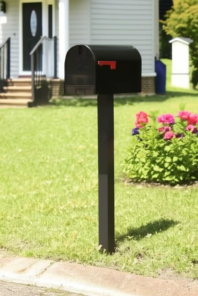Plexon Jumbo Size Rural Mailbox, 3175 cu-in Capacity, Galvanized Steel, Powder-Coated, 15 in. H x 11.69 in. W x 24.82 in. L (Black, Extra Large)