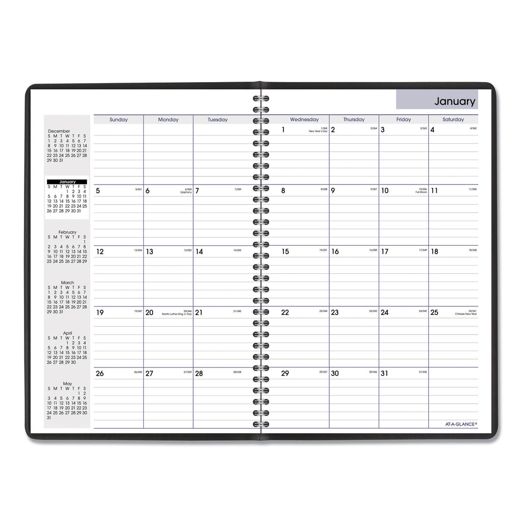 DayMinder Monthly Planner, Ruled Blocks, 12 x 8, Black Cover, 14-Month (Dec to Jan): 2023 to 2025