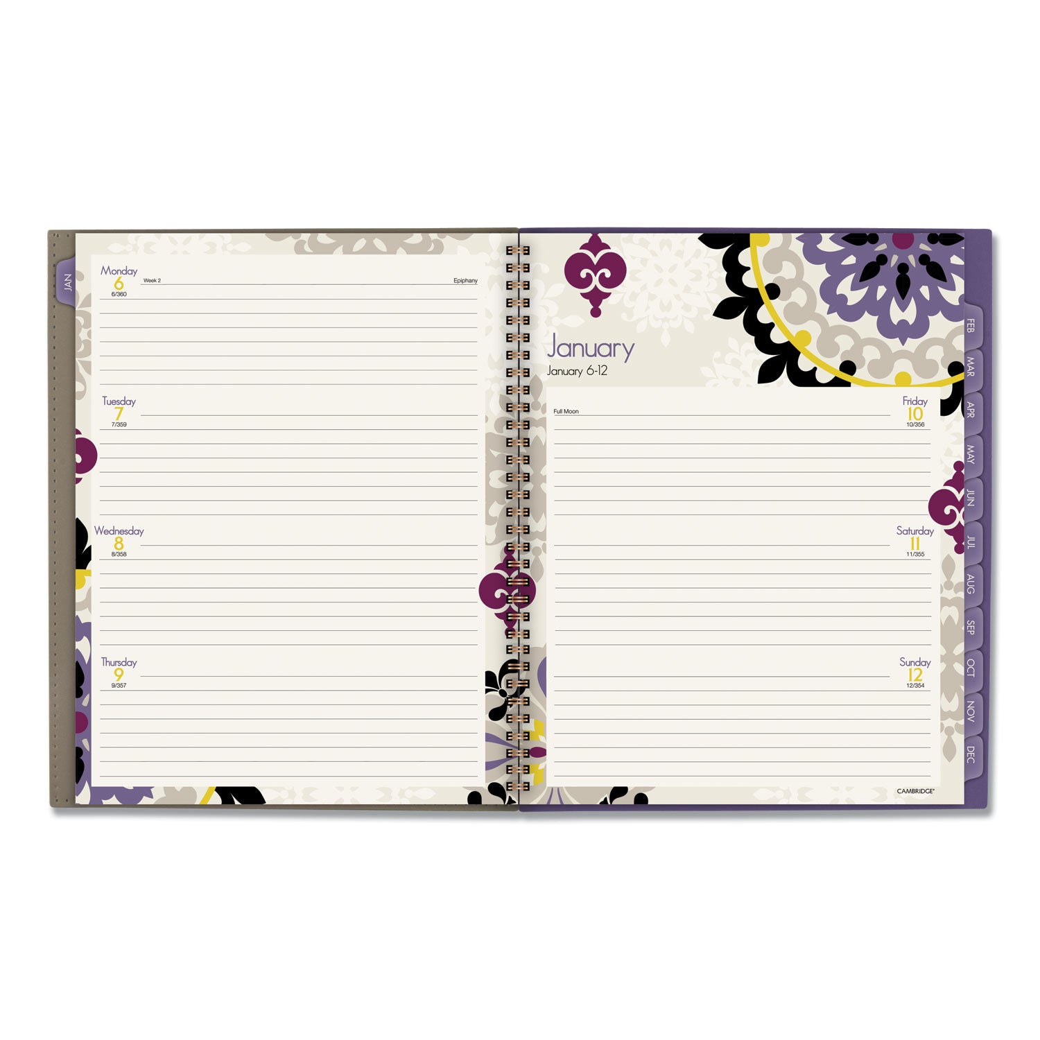 Vienna Weekly/Monthly Appointment Book, Vienna Geometric Artwork, 11 x 8.5, Purple/Tan Cover, 12-Month (Jan to Dec): 2024 - 2