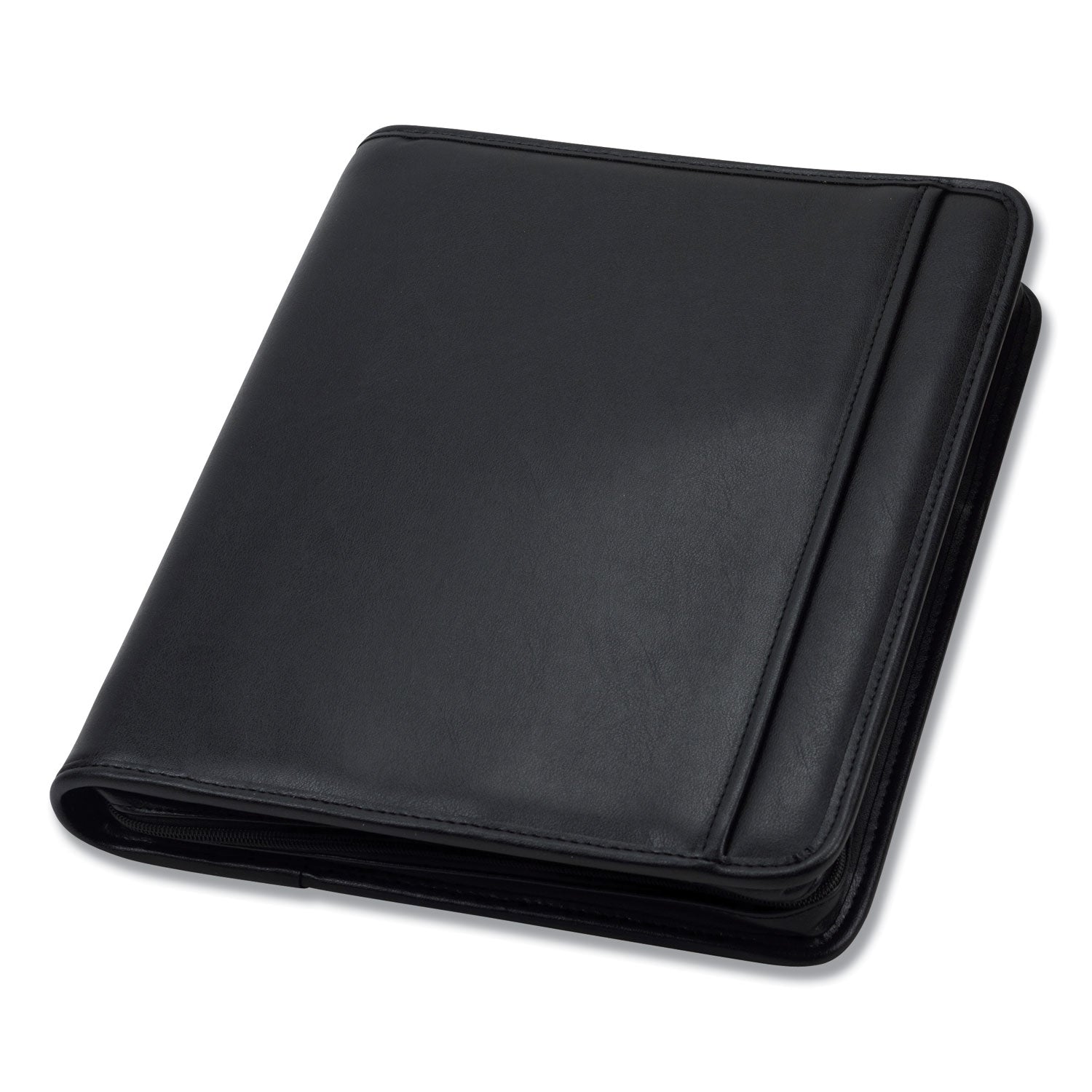 Professional Zippered Pad Holder/Ring Binder, Pockets, Writing Pad, Vinyl Black - 