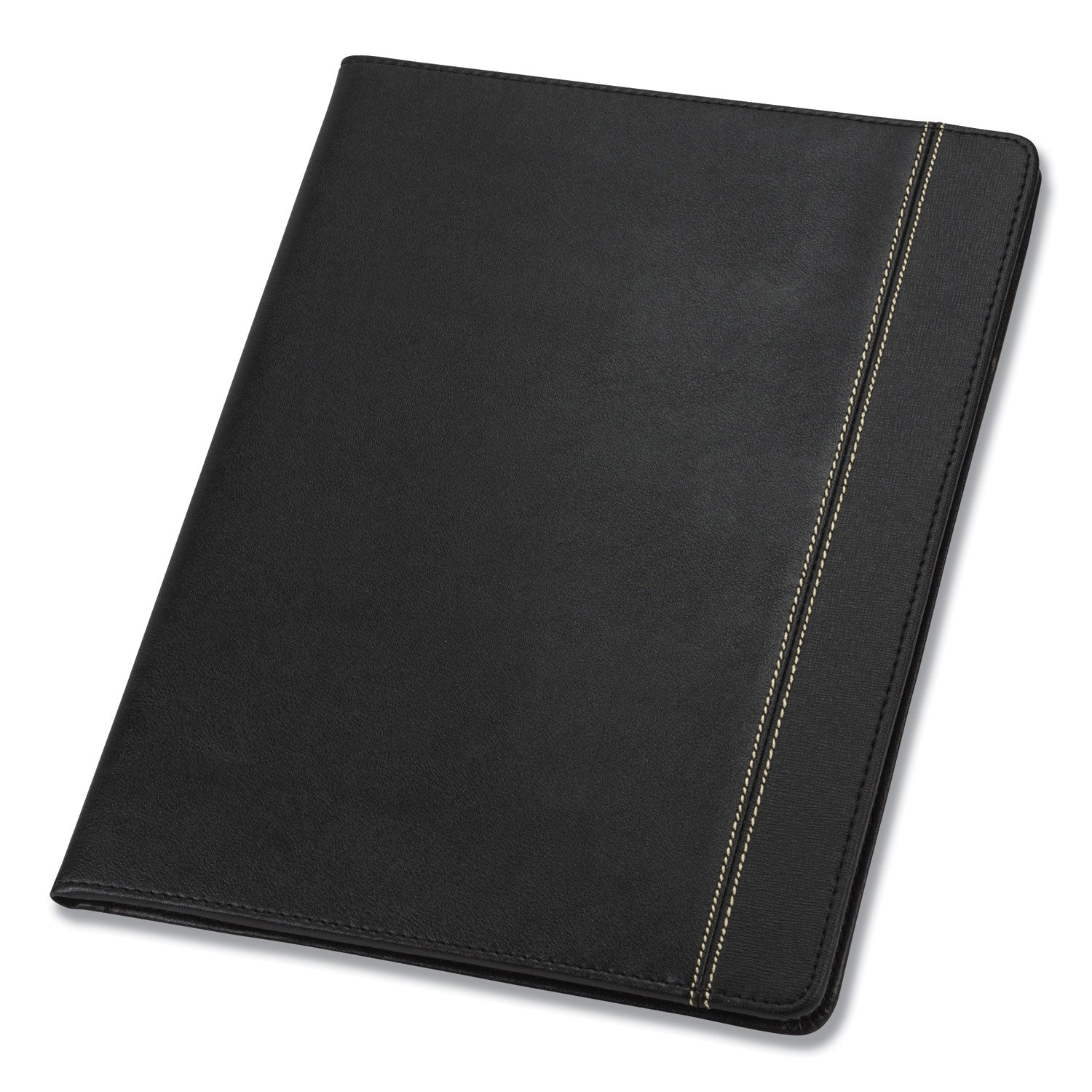 Slimline Padfolio, Leather-Look/Faux Reptile Trim, Writing Pad, Black - 