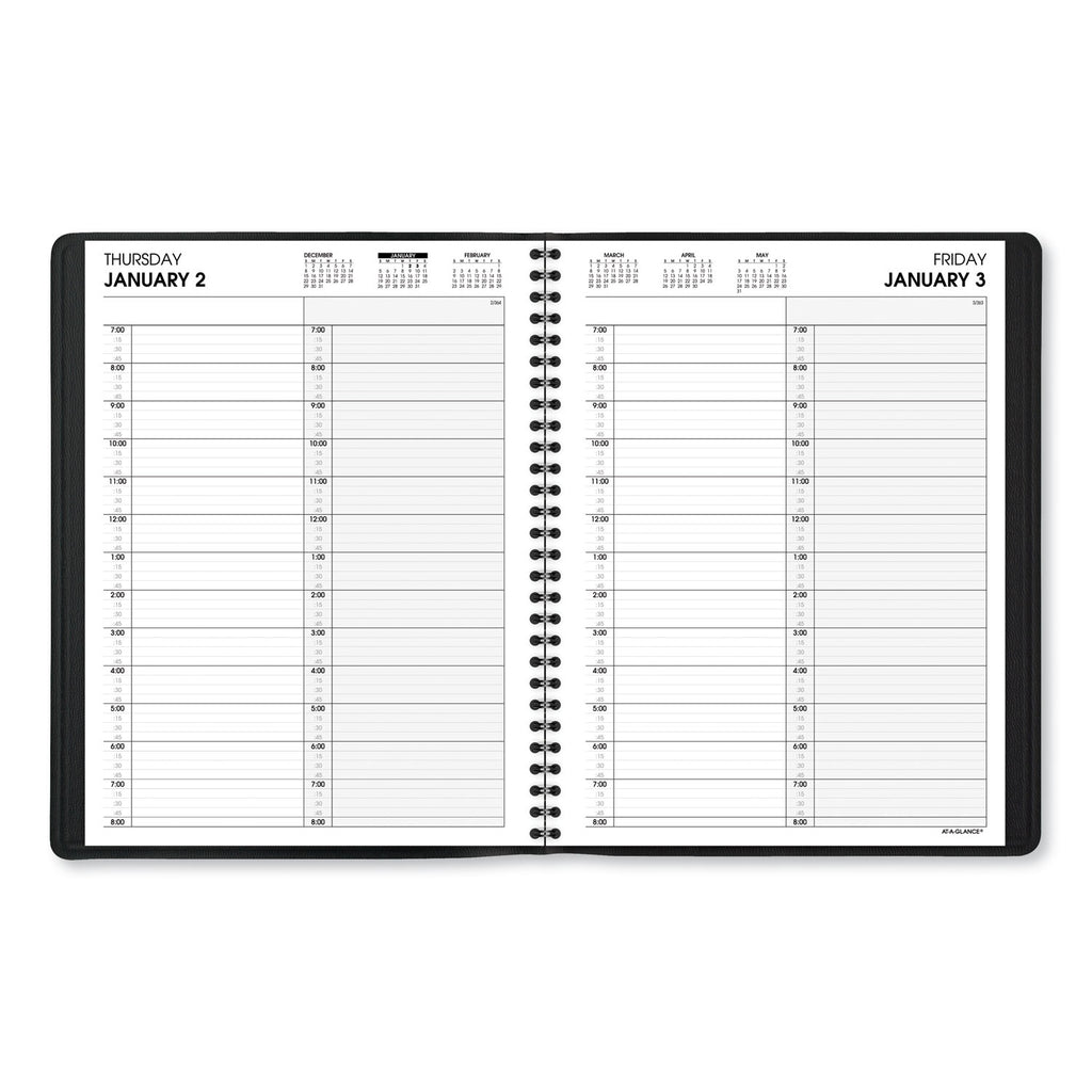 Two-Person Group Daily Appointment Book, 11 x 8, Black Cover, 12-Month (Jan to Dec): 2024