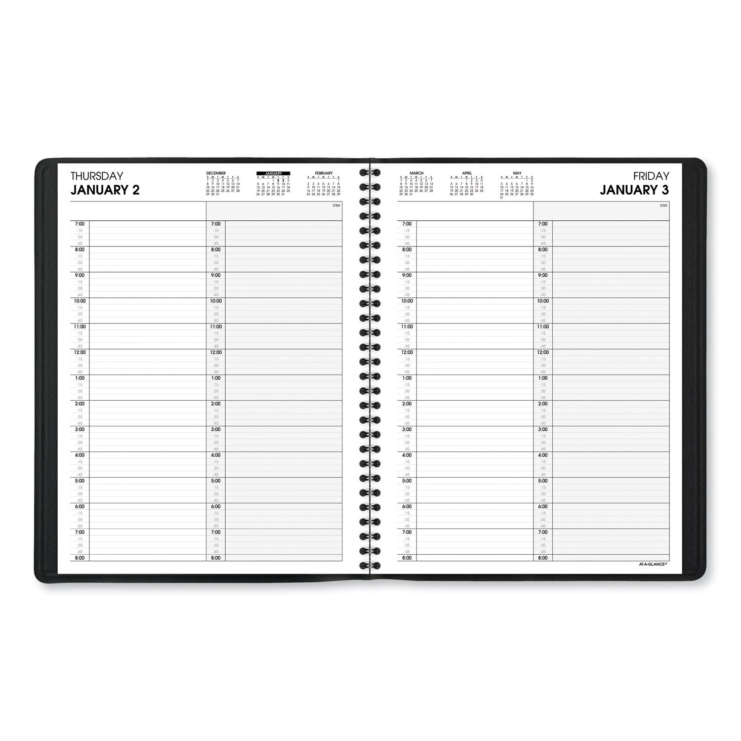 Two-Person Group Daily Appointment Book, 11 x 8, Black Cover, 12-Month (Jan to Dec): 2024 - 