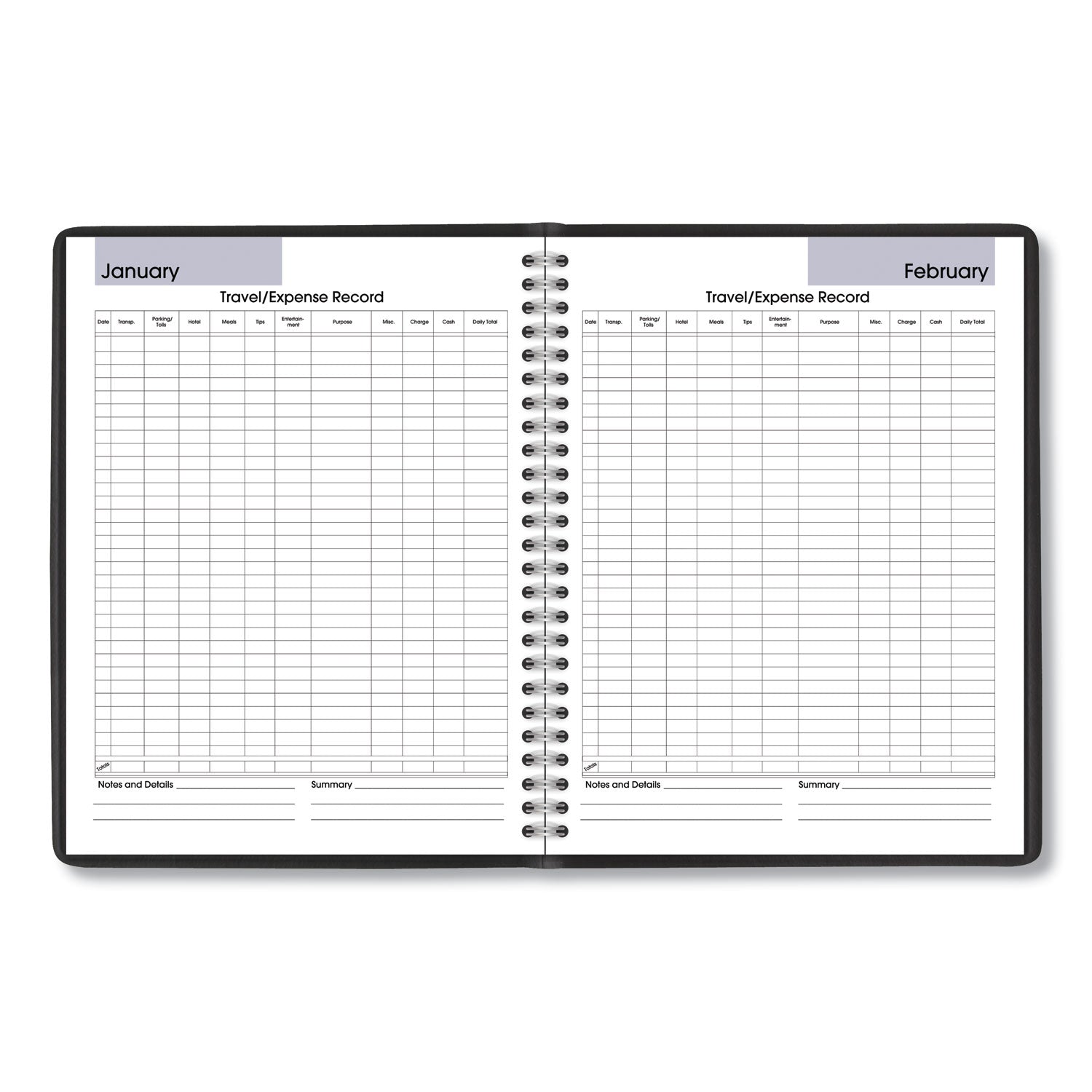 DayMinder Monthly Planner with Notes Column, Ruled Blocks, 8.75 x 7, Black Cover, 12-Month (Jan to Dec): 2024 - 