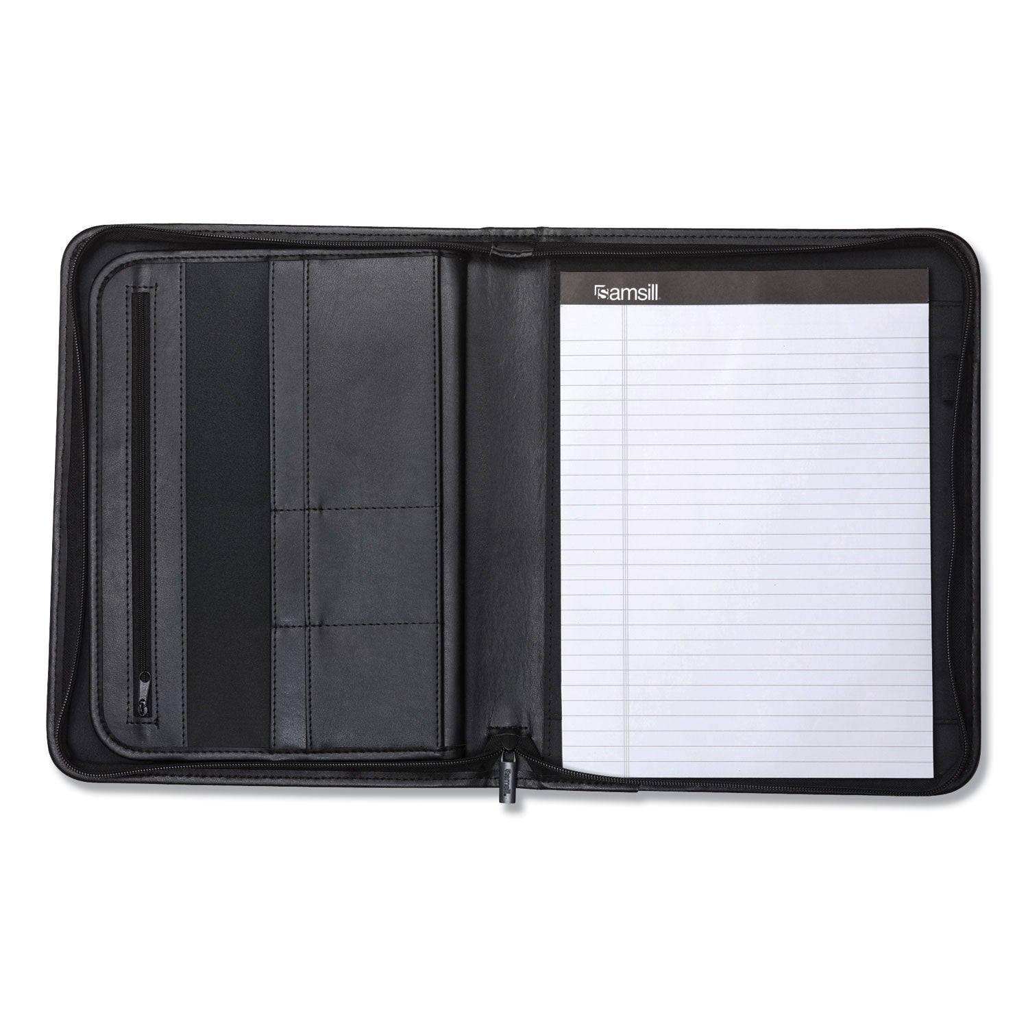 Professional Zippered Pad Holder, Pockets/Slots, Writing Pad, Black - 