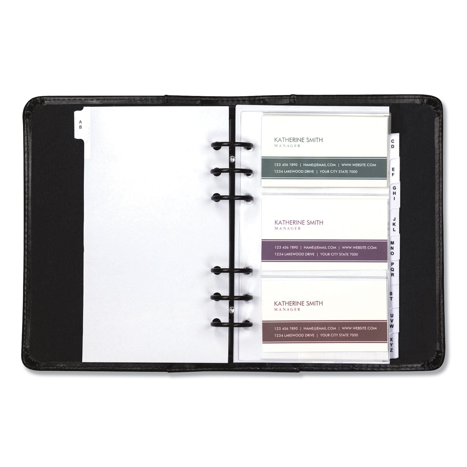 Regal Leather Business Card Binder, Holds 120 2 x 3.5 Cards, 5.75 x 7.75, Black - 