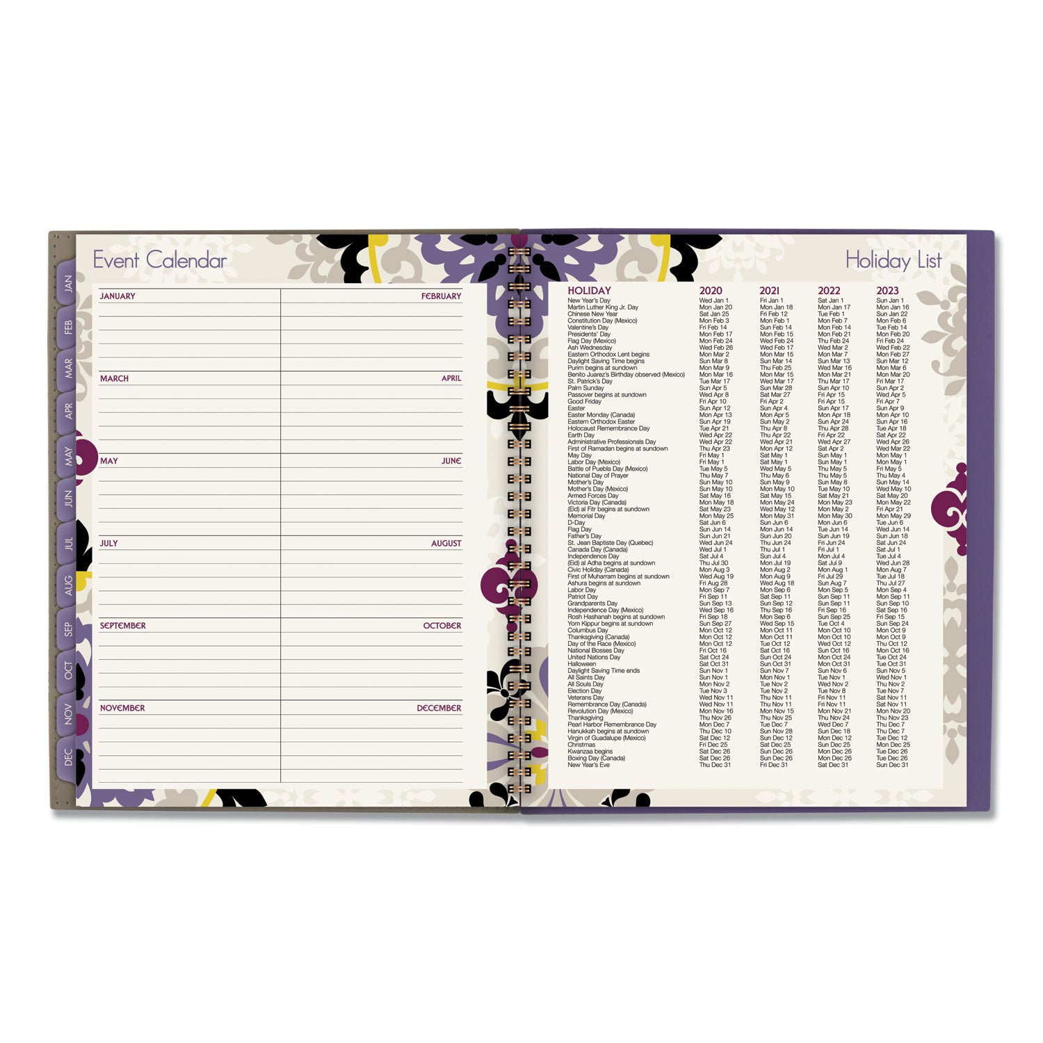 Vienna Weekly/Monthly Appointment Book, Vienna Geometric Artwork, 11 x 8.5, Purple/Tan Cover, 12-Month (Jan to Dec): 2024 - 5