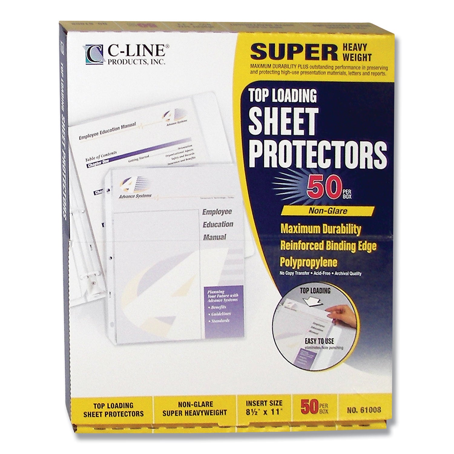 super-heavyweight-poly-sheet-protectors-non-glare-2-11-x-85-50-box_cli61008 - 3