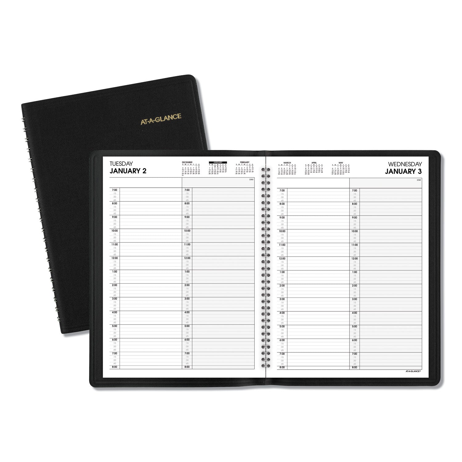 Two-Person Group Daily Appointment Book, 11 x 8, Black Cover, 12-Month (Jan to Dec): 2024 - 