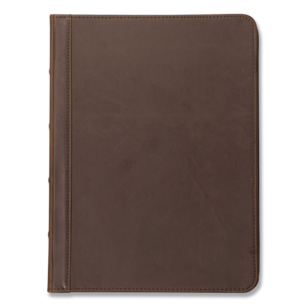 Vintage Hardback Zipper Portfolio, Vinyl, Dark Brown, 11 x 8.5