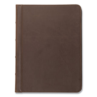 Vintage Hardback Zipper Portfolio, Vinyl, Dark Brown, 11 x 8.5