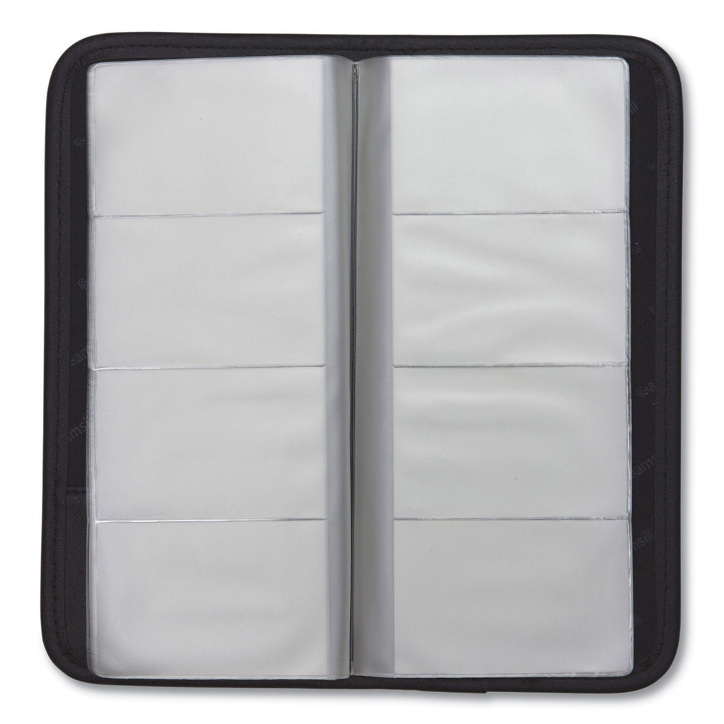 Professional Vinyl Business Card File, Holds 160 2 x 3.5 Cards, 4.75 x 10.25, Black