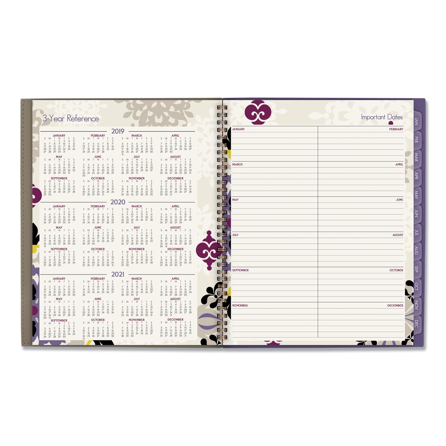 Vienna Weekly/Monthly Appointment Book, Vienna Geometric Artwork, 11 x 8.5, Purple/Tan Cover, 12-Month (Jan to Dec): 2024