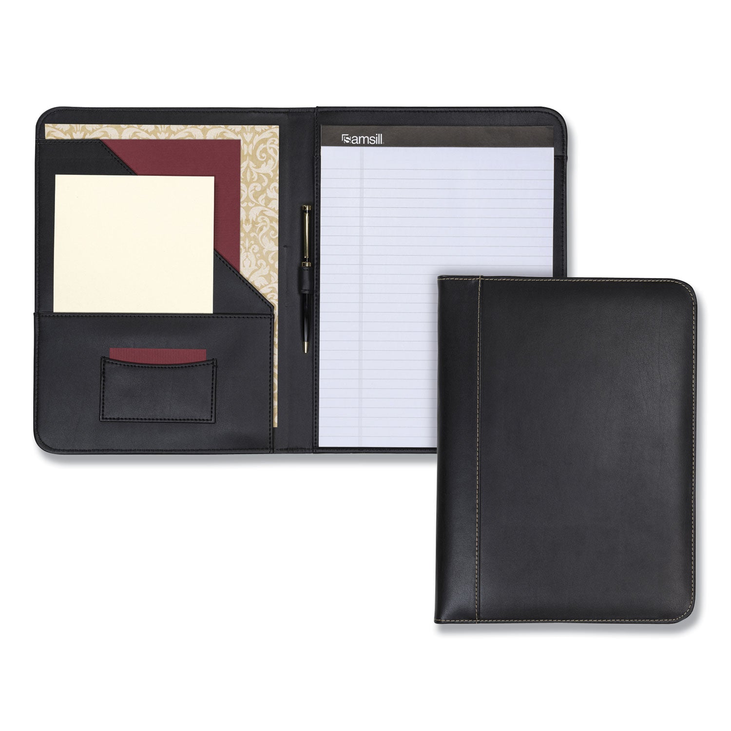 contrast-stitch-leather-padfolio-8-1-2-x-11-leather-black_sam71710 - 4