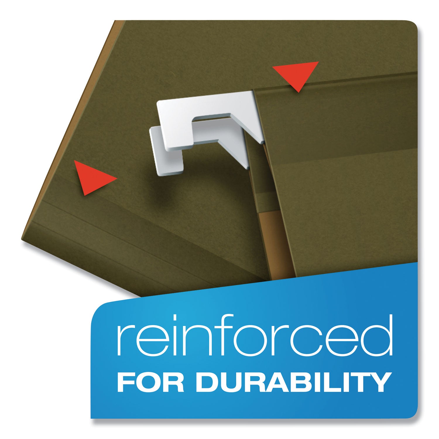 Ready-Tab Reinforced Hanging File Folders, Letter Size, 1/5-Cut Tabs, Standard Green, 25/Box - 