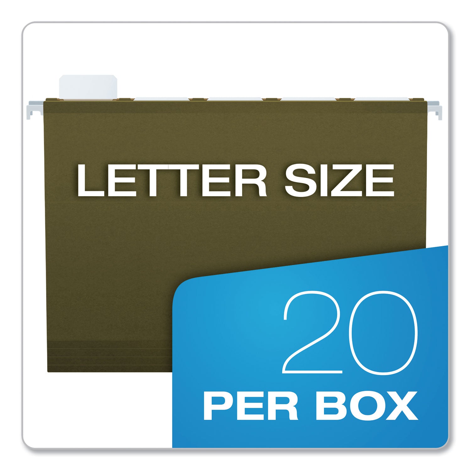 Ready-Tab Reinforced Hanging File Folders, Letter Size, 1/5-Cut Tabs, Standard Green, 25/Box - 