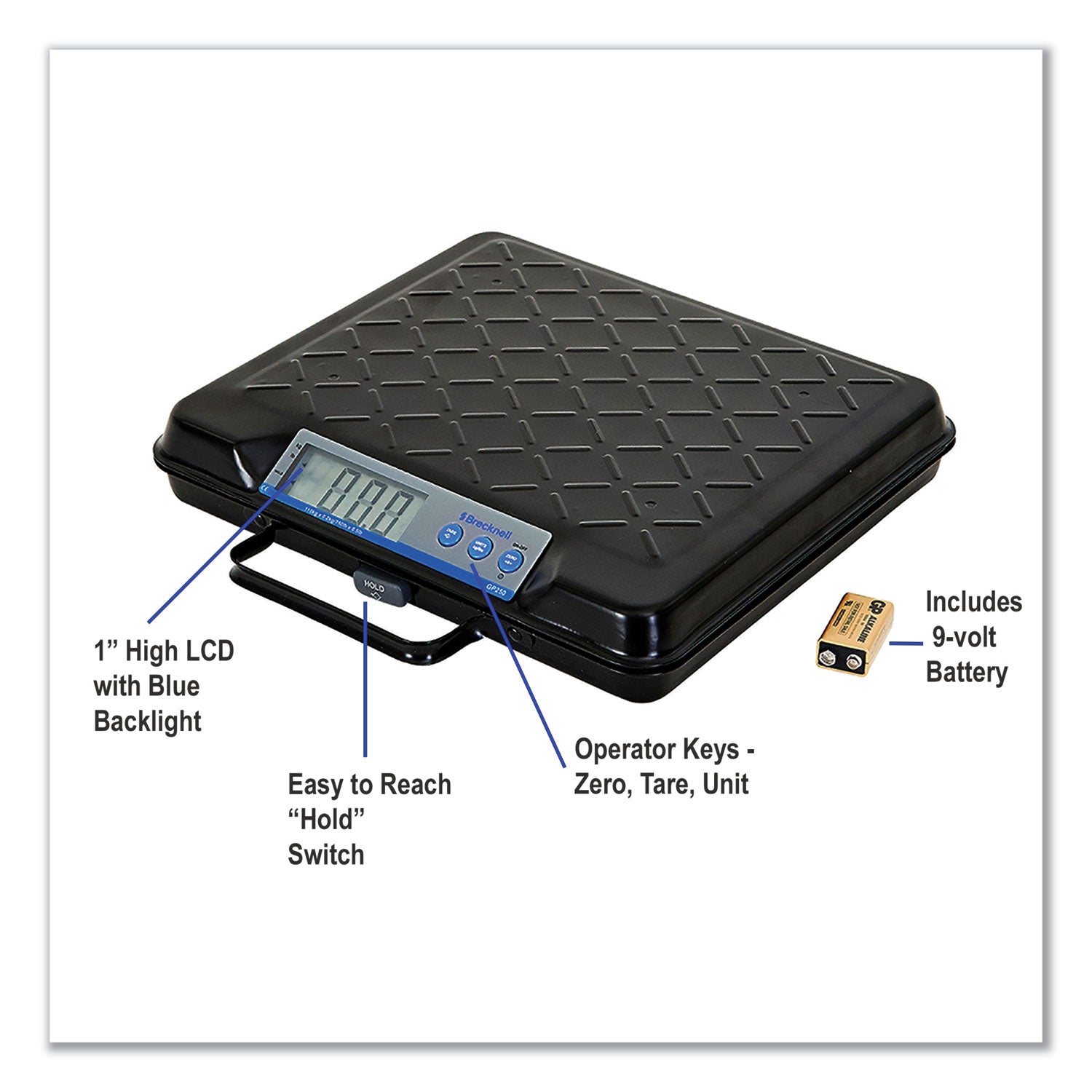 Portable Electronic Utility Bench Scale, 250 lb Capacity, 12.5 x 10.95 x 2.2 Platform