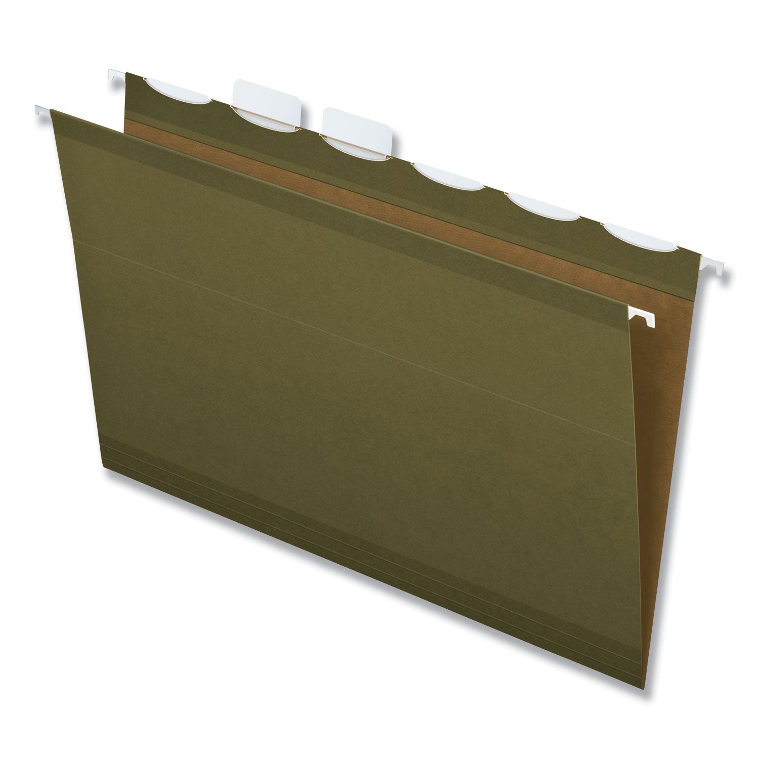 Ready-Tab Reinforced Hanging File Folders, Legal Size, 1/6-Cut Tabs, Standard Green, 25/Box - 