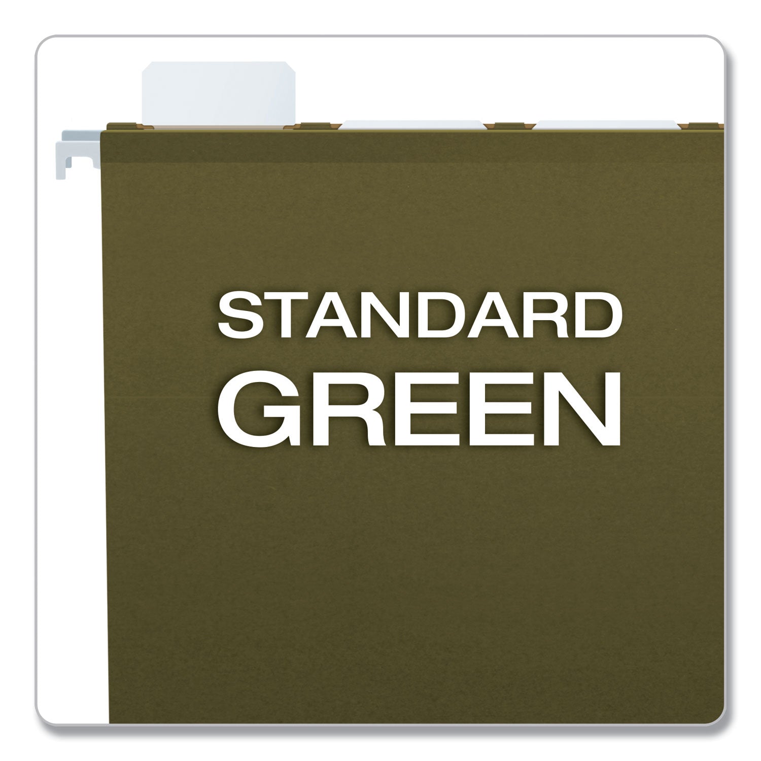 Ready-Tab Reinforced Hanging File Folders, Letter Size, 1/3-Cut Tabs, Standard Green, 25/Box - 