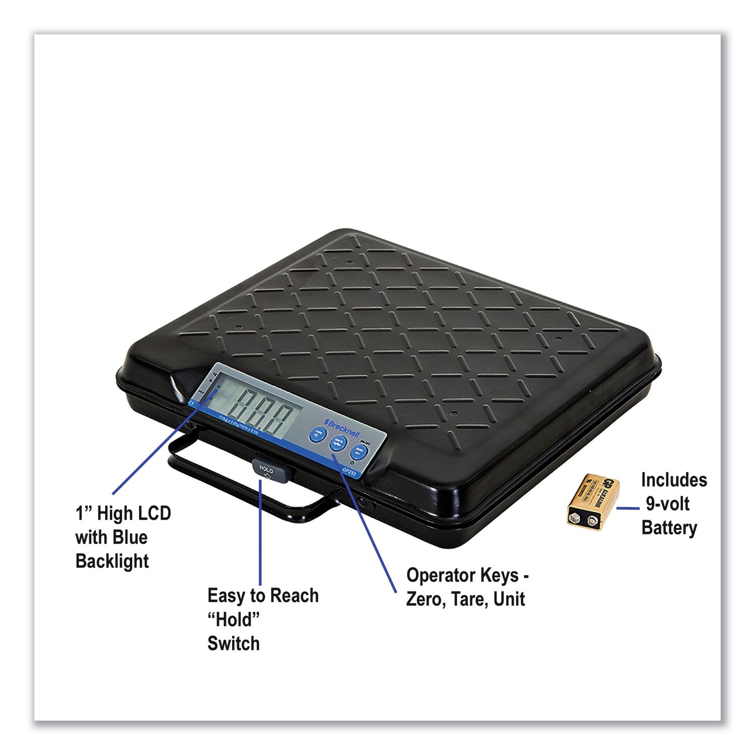 Portable Electronic Utility Bench Scale, 100 lb Capacity, 12.5 x 10.95 x 2.2 Platform - 