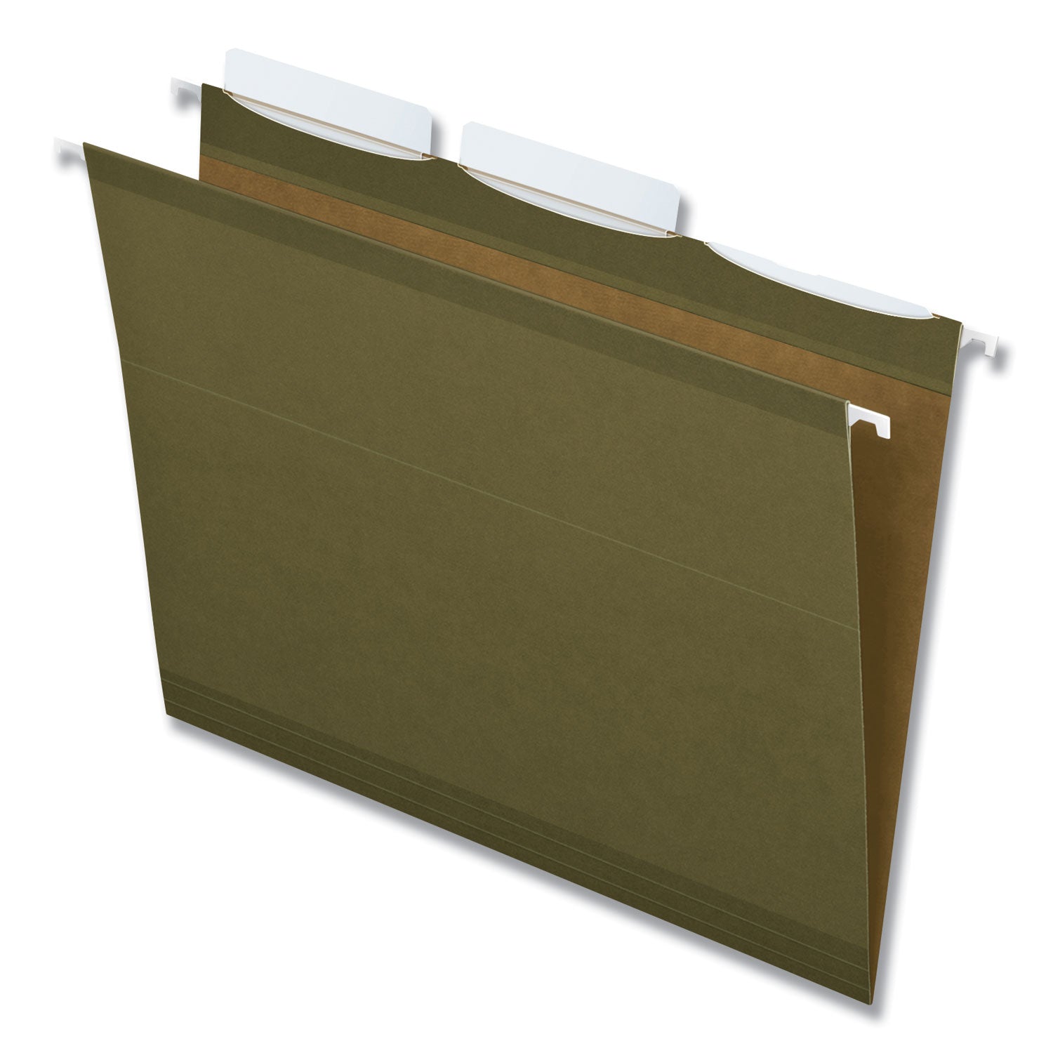 Ready-Tab Reinforced Hanging File Folders, Letter Size, 1/3-Cut Tabs, Standard Green, 25/Box - 