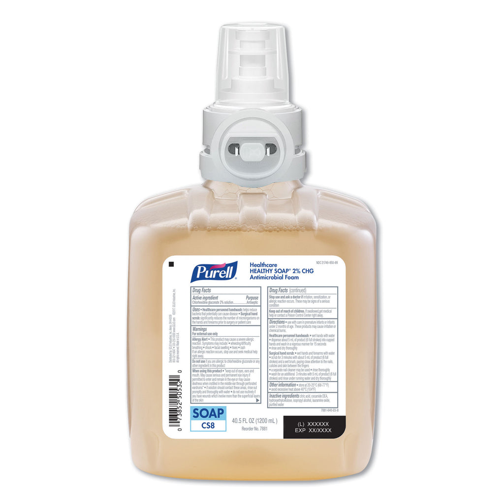 Healthy Soap 2.0% CHG Antimicrobial Foam for CS8 Dispensers, Fragrance-Free, 1,200 mL, 2/Carton