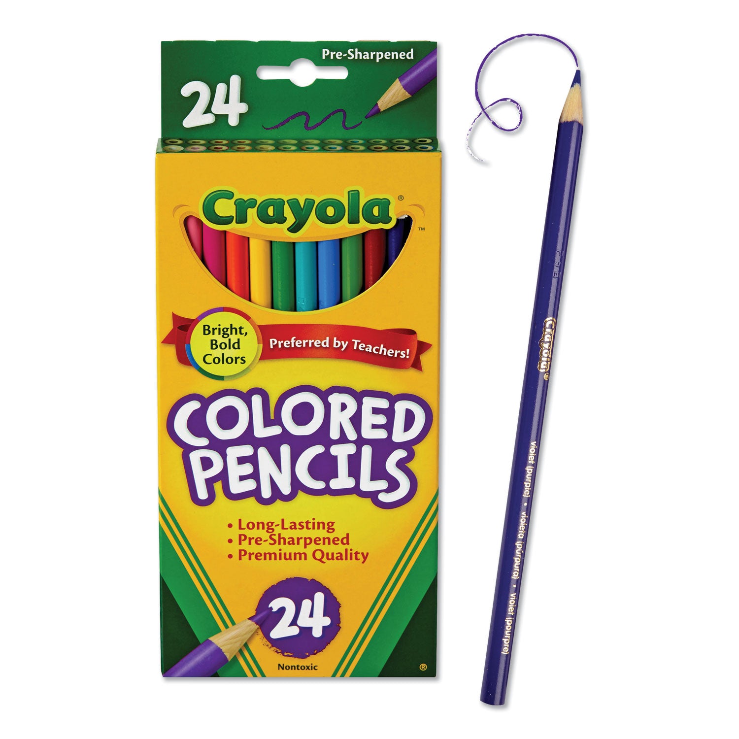 Long-Length Colored Pencil Set, 3.3 mm, 2B, Assorted Lead and Barrel Colors, 24/Pack - 