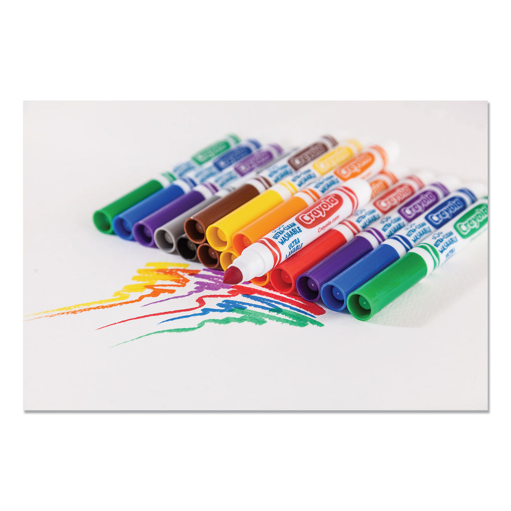 Ultra-Clean Washable Markers, Broad Bullet Tip, Assorted Colors, 8/Pack