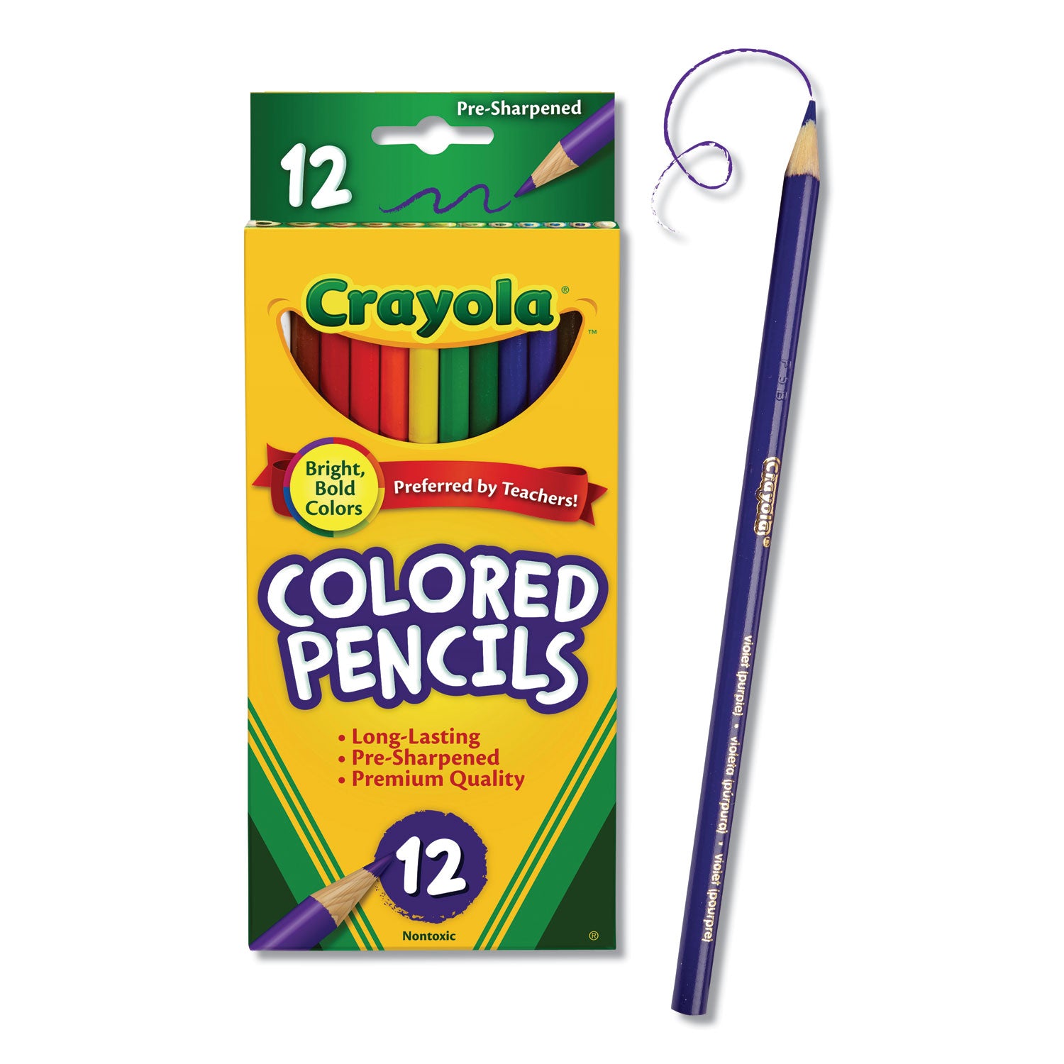 Long-Length Colored Pencil Set, 3.3 mm, 2B, Assorted Lead and Barrel Colors, Dozen - 